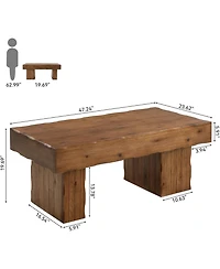 Tribesigns 47" Solid Wood Coffee Table: Farmhouse center table with thick base. Rustic cocktail table for living room, office.