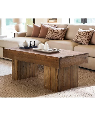 Tribesigns 47" Solid Wood Coffee Table: Farmhouse center table with thick base. Rustic cocktail table for living room, office.