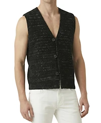 Modenaire Men's Textured V-Neck Button-Front Knit Vest