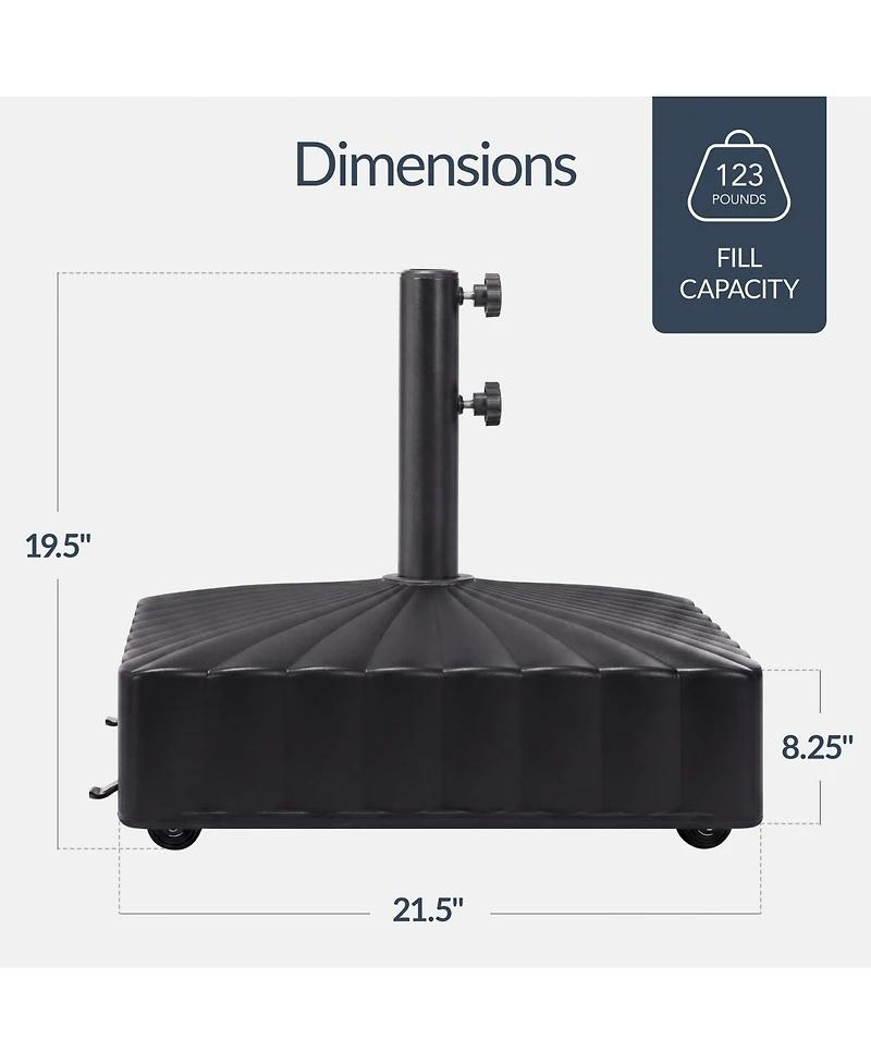 Best Choice Products Fillable Mobile Umbrella Base Heavy Duty Market Stand w/ Wheels, Locks, 123lb Capacity