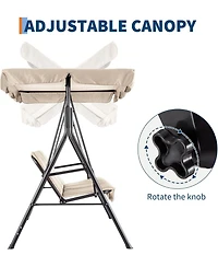 gaomon 3-Seat Outdoor Swing Chair -Weather-Resistant, Adjustable Canopy, Thick Cushions, 500 lbs Capacity for Patio or Porch