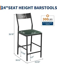 gaomon Set of 4 Modern Bar Stools 24" Counter Height, Pu Leather Stools with Backrest and Footrest, 300 Lb Capacity for Bar, Kitchen or Dining Room
