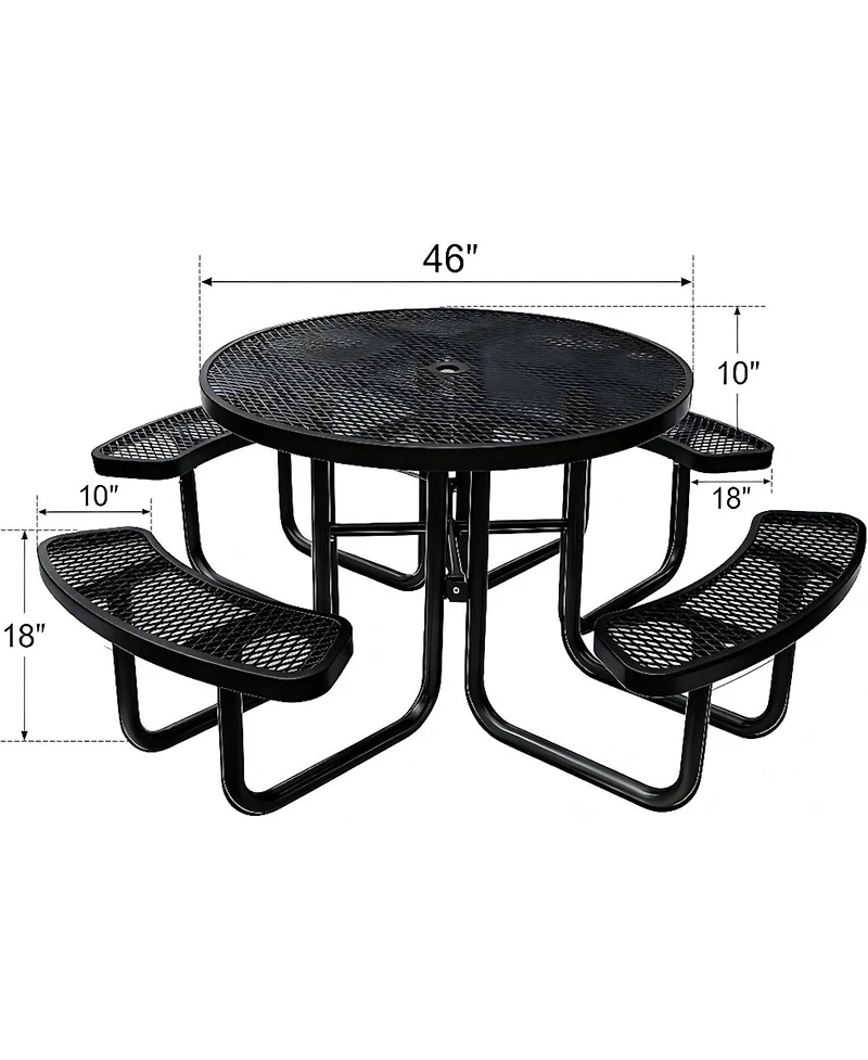 gaomon Heavy Duty 46" Round Patio Picnic Tables for Outdoors with Umbrella Hole