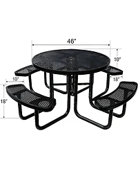 gaomon Heavy Duty 46" Round Patio Picnic Tables for Outdoors with Umbrella Hole