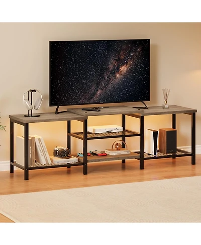 gaomon Tv Stand with Led, Entertainment Center Power Outlets, Large Media Console for TVs,