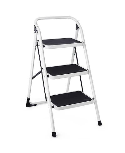 Costway 3 Step Lightweight Ladder Hd Platform Foldable Stool 330 Lb Cap. Saving Space