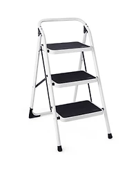 Costway 3 Step Lightweight Ladder Hd Platform Foldable Stool 330 Lb Cap. Saving Space