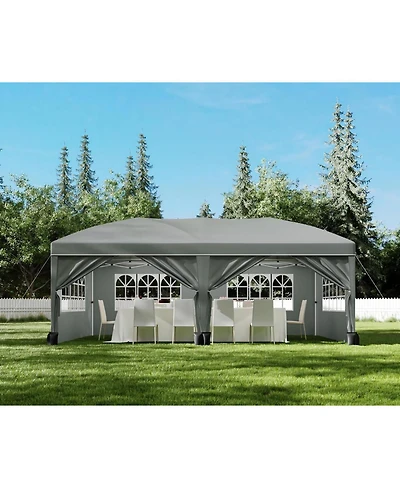 homfan 10'x20' Commercial Pop-Up Canopy Tent -, Waterproof with 6 Sidewalls, Adjustable Height and Storage Bag for Weddings or Parties