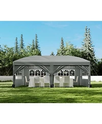 homfan 10'x20' Commercial Pop-Up Canopy Tent -, Waterproof with 6 Sidewalls, Adjustable Height and Storage Bag for Weddings or Parties