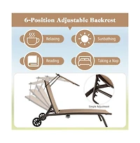 Boyel Living Patio Heavy-Duty Adjustable Chaise Lounge Chair with Canopy Cup holder and Wheels