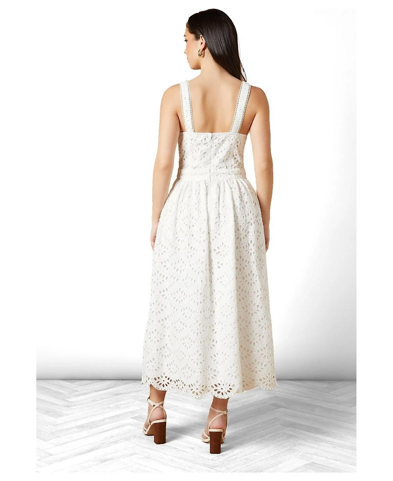 Oasis Women's Embroidered Broderie Midi Dress