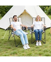 Yiortwo Folding Camping Chair with 3 Reclining Positions, High Back Outdoor Chair
