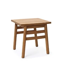 LuxenHome 18.5" Square Outdoor Side Tables for Patio, Acacia Wood Outdoor End Table with Slatted Top, Wooden Patio Table for Balcony, Patio, Porch