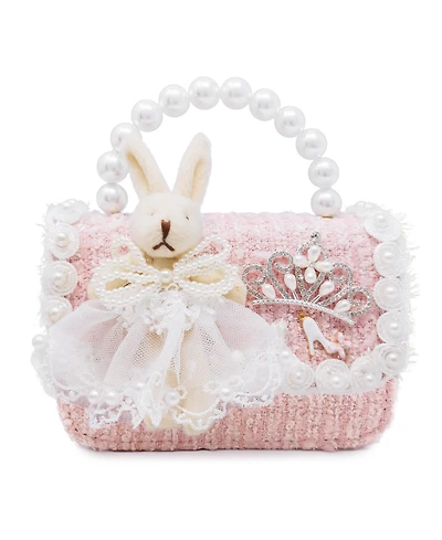 Puttisu Bunny Royale Kids Tweed Handbag with Pearl Handle