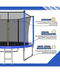 Zeny Classic 10Feet Straight Pole Trampoline with Basketball Hoop and Ladder