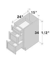 Boyel Living 15" W 3-Drawers Base Cabinets, Ready to Assemble Kitchen Cabinet with Solid Wood Frame, Soft-Close Slides and Hinges