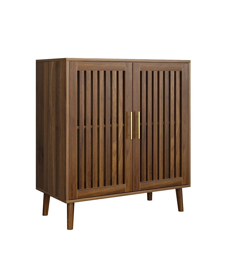 Boyel Living 31.5" Farmhouse Sideboard Buffet Cabinet with Storage,Wood Coffee Bar with Louvered Doors and Adjustable Shelves for Kitchen, Living Room