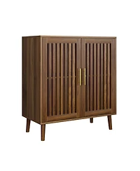 Boyel Living 31.5" Farmhouse Sideboard Buffet Cabinet with Storage,Wood Coffee Bar with Louvered Doors and Adjustable Shelves for Kitchen, Living Room