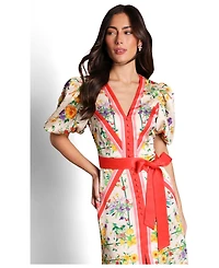 Coast Women's Satin Scarf Print V-Neck Midi Dress