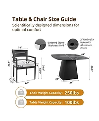 Asagikoiai 5-Piece Aluminium Outdoor Dining Set with Sintered Stone Table and 4 Chairs