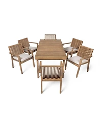 Asagikoiai 7-Piece Outdoor Patio Dining Set with Acacia Wood Table and Dining Chairs