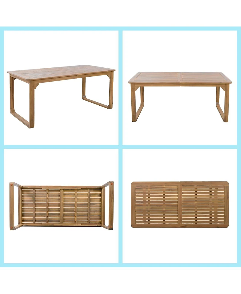 Asagikoiai 7-Piece Acacia Wood Outdoor Dining Set with Rope Chairsand Weather-Resistant Cushions