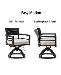 Asagikoiai Modern 5-Piece Outdoor Patio Dining Set with Aluminum Table and Sunbrella Swivel Chairs