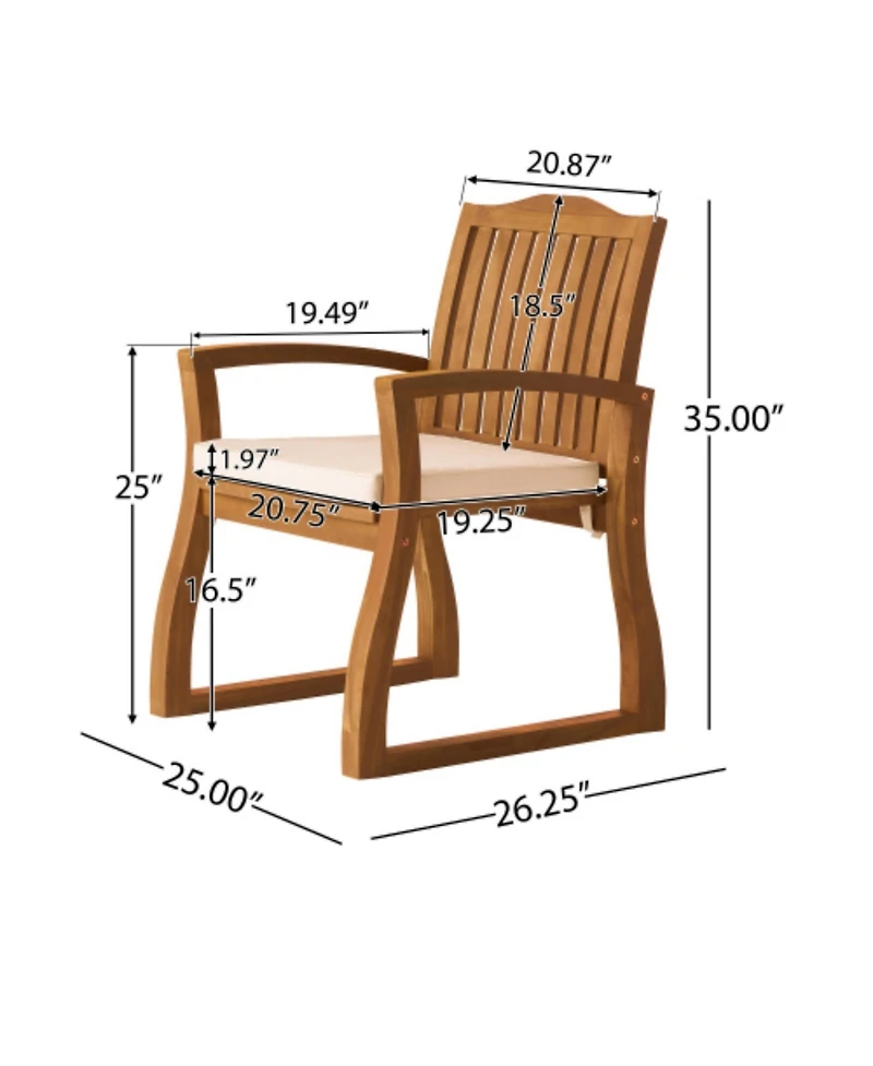 Clihome 7 Piece Acacia Wood Outdoor Dining Set Expandable Patio Table and 6 Chairs with Cushions