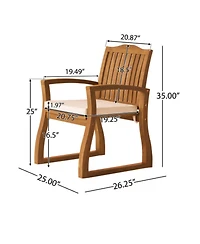Clihome 7 Piece Acacia Wood Outdoor Dining Set Expandable Patio Table and 6 Chairs with Cushions