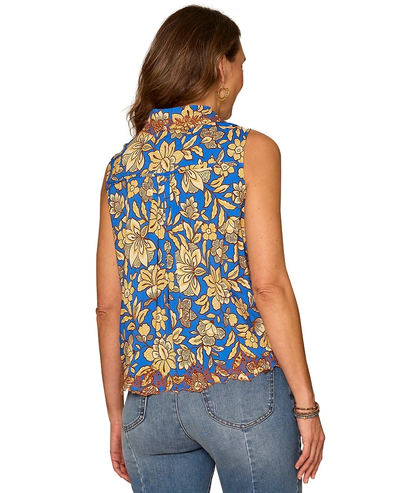 Democracy Petite Embroidered Sleeveless Top