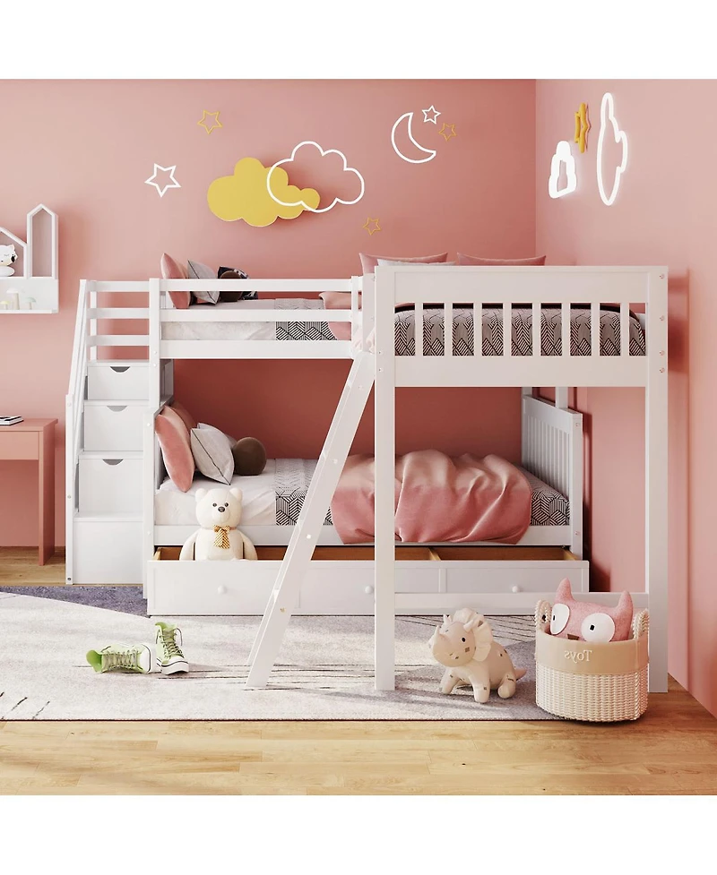 Streamdale Furniture Bunk Bed With 3 Drawers Ladder and Staircase