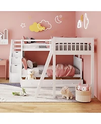 Streamdale Furniture Bunk Bed With 3 Drawers Ladder and Staircase
