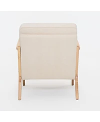 Streamdale Furniture Mid-Century Modern Lounge Chair with Lumbar Pillow and Wood Armrests