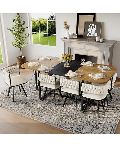 Streamdale Furniture 9 Piece Square Dining Table Set with 8 Velvet Chairs
