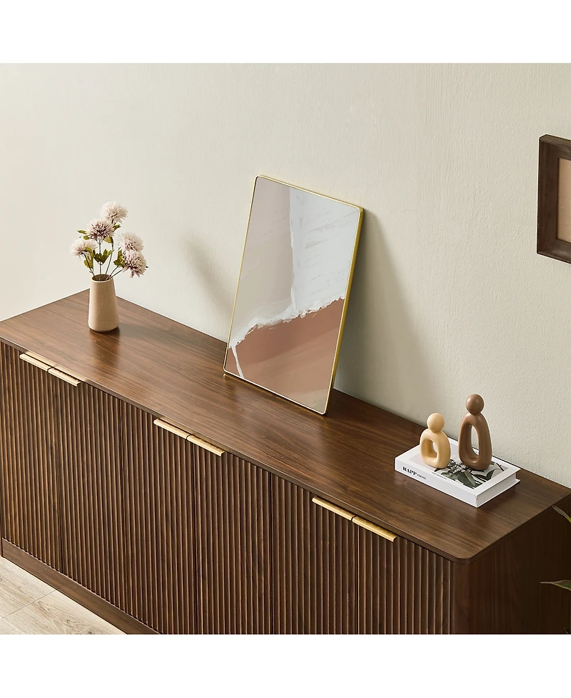 Streamdale Furniture 67'' Modern Wavy 6-Door Sideboard Storage Cabinet