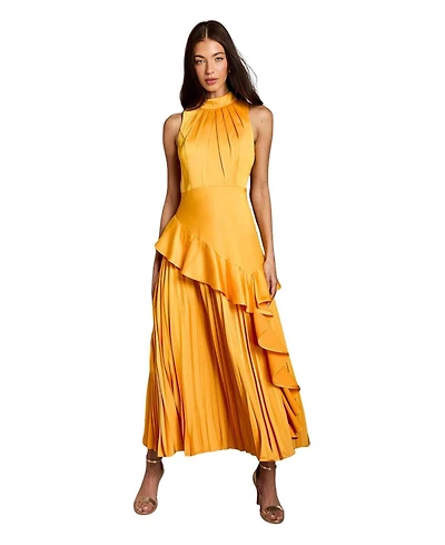 Coast Women's Satin Crepe High-Neck Pleated Maxi Dress