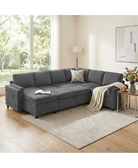 Streamdale Furniture 111'' U-Shaped Convertible Sectional Sofa Bed with Storage and Usb