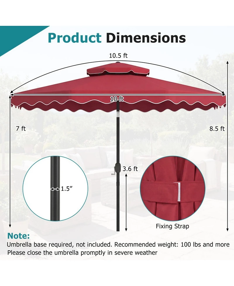 Sugift Patio Umbrella with Push Button Tilt and Crank