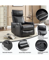 Clihome Faux Leather Heat Massage Manual Recliner Chair with Rocker and Swivel for Living Room