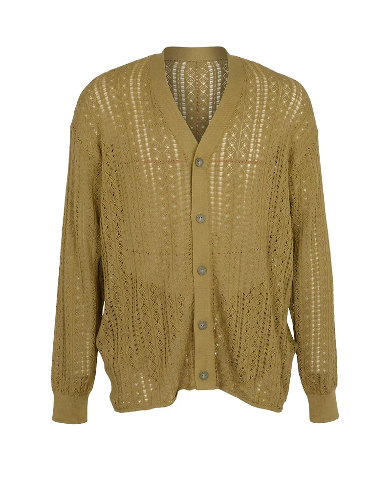 Modenaire Men's Open-Knit V-Neck Cardigan Sweater