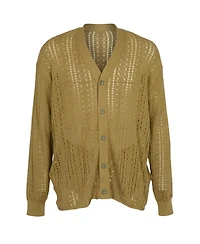 Modenaire Men's Open-Knit V-Neck Cardigan Sweater