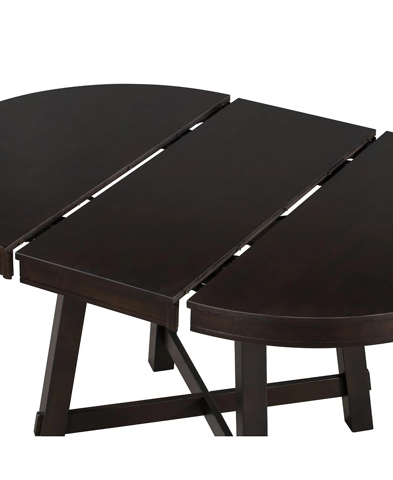 Streamdale Furniture 5-Piece Extendable Round Farmhouse Dining Set with 4 Upholstered Chairs
