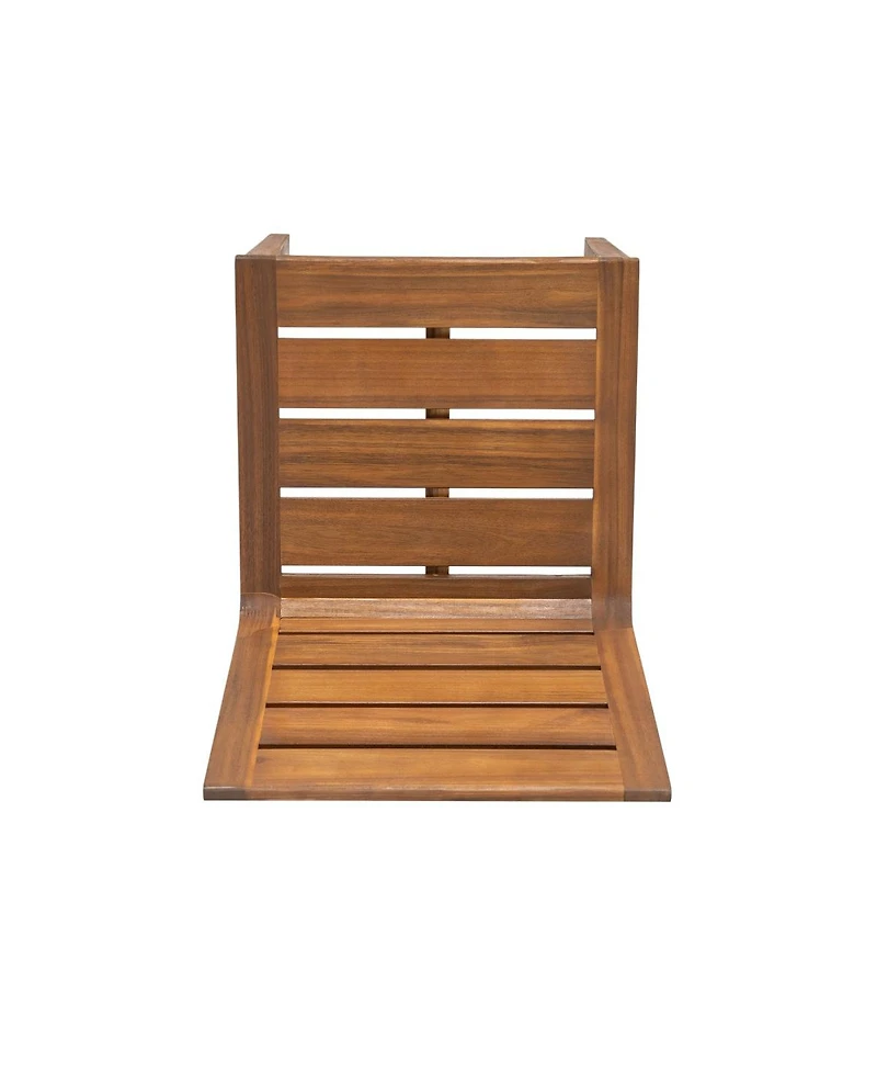 Asagikoiai 7-Piece Acacia Wood Outdoor Dining Set with Curved Legs Table and Slatted Chairs