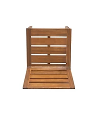 Asagikoiai 7-Piece Acacia Wood Outdoor Dining Set with Curved Legs Table and Slatted Chairs