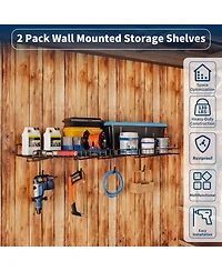 Xdovet Wall Mounted Shelving Heavy Duty Floating Shelves With Hooks Mesh Storage Rack For Kitchen Office Basement Cabinet