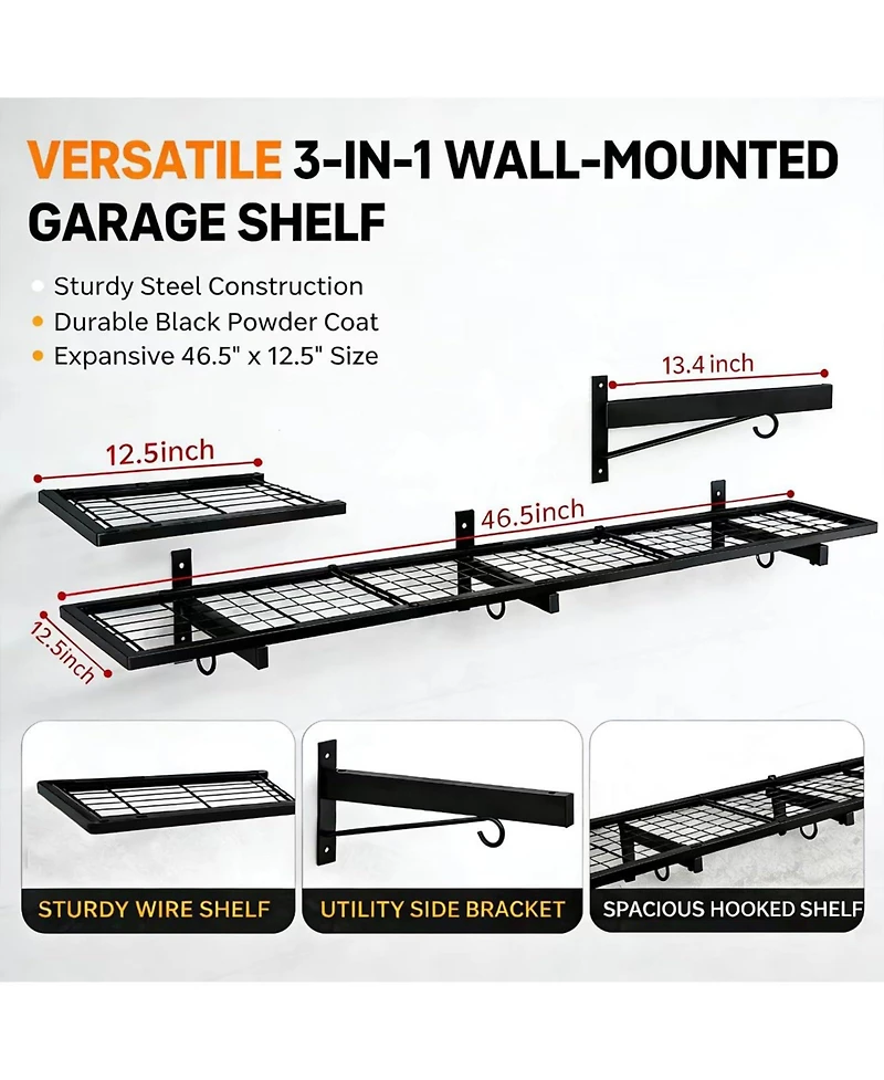 Xdovet Shelves Mounted Floating Storage Hooks Industrial Shelving Basement Workshop