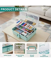 Xdovet 3 Tier Plastic Storage Box Portable Storage Case for Art Supplies and Sewing Tools