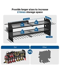 Xdovet Power Tool Organizer Wall Mount Charging Station Drill Holder Utility Rack 8 Outlet Strip