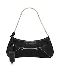 True Religion Women's Zip Top Denim Shoulder Bag