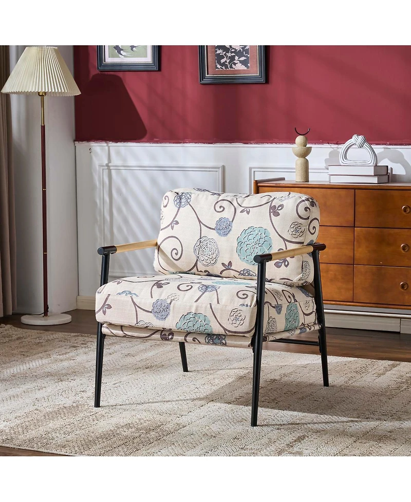 Streamdale Furniture Modern Accent Chair with Plush Cushions and Wooden Armrests